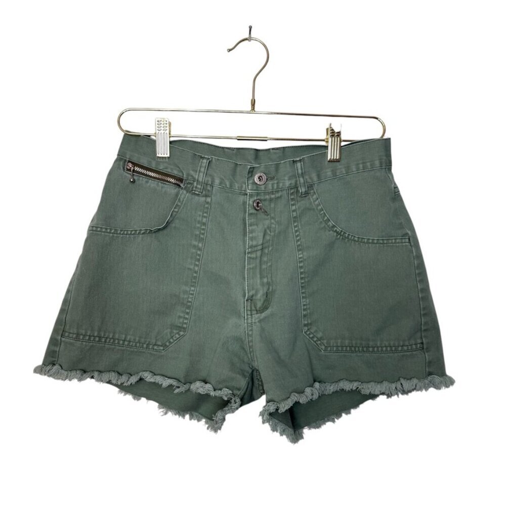 Vintage‎ Jordache Fatigues Shorts Women 9/10 Olive Green Raw Hem Festival
